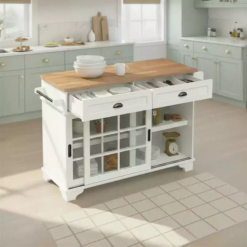 Îlot de cuisine autoportant Walker Edison 48, blanc