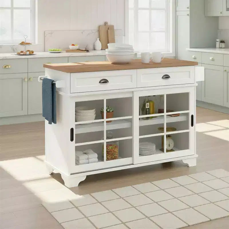 Îlot de cuisine autoportant Walker Edison 48, blanc