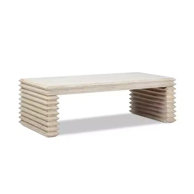 Jennifer Taylor Home Veda 55 Table basse cascade géométrique empilée en bois de pin recyclé blanchi à la chaux naturelle
