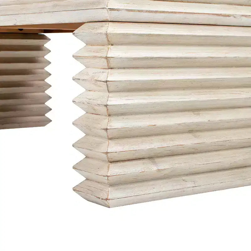 Jennifer Taylor Home Veda 55 Table basse cascade géométrique empilée en bois de pin recyclé blanchi à la chaux naturelle