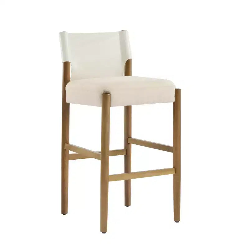 Christopher Knight Home Pedro Tabourets de bar modernes en bois d'hévéa rembourrés avec dossier en similicuir (Lot de 2)