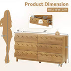 Commode 6 tiroirs GDFStudio Eunice 60 en bois moderne avec façade ondulée