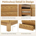 Commode 6 tiroirs GDFStudio Eunice 60 en bois moderne avec façade ondulée