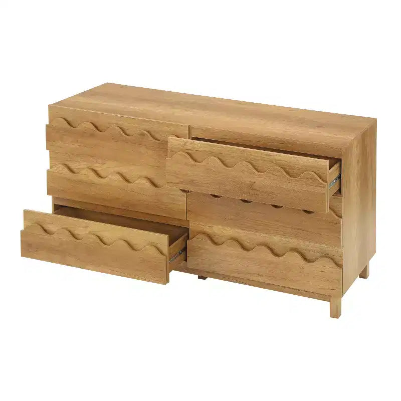 Commode 6 tiroirs GDFStudio Eunice 60 en bois moderne avec façade ondulée