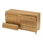 Commode 6 tiroirs GDFStudio Eunice 60 en bois moderne avec façade ondulée