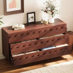 Commode 6 tiroirs GDFStudio Eunice 60 en bois moderne avec façade ondulée