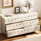 Commode 6 tiroirs GDFStudio Eunice 60 en bois moderne avec façade ondulée