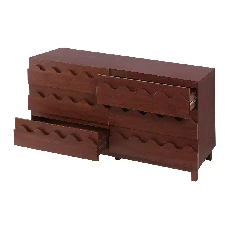Commode 6 tiroirs GDFStudio Eunice 60 en bois moderne avec façade ondulée