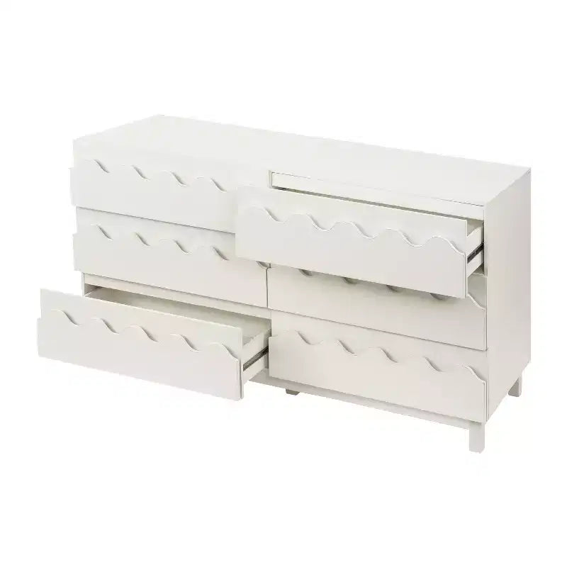 Commode 6 tiroirs GDFStudio Eunice 60 en bois moderne avec façade ondulée