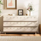 GDFStudio Eunice 60 Modern Wood 6-Drawer Dresser with Wave Front Design