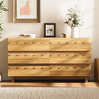 Commode 6 tiroirs GDFStudio Eunice 60 en bois moderne avec façade ondulée