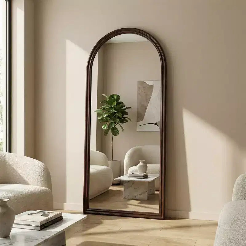 Dovelina Miroir sur pied intégral en arc 71H x 31W, miroir décoratif à poser, miroir mural moderne pour salon, salle à manger, entrée, chambre à coucher