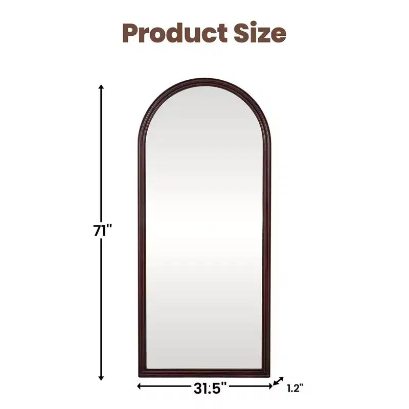 Dovelina Miroir sur pied intégral en arc 71H x 31W, miroir décoratif à poser, miroir mural moderne pour salon, salle à manger, entrée, chambre à coucher