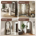 Dovelina Miroir sur pied intégral en arc 71H x 31W, miroir décoratif à poser, miroir mural moderne pour salon, salle à manger, entrée, chambre à coucher