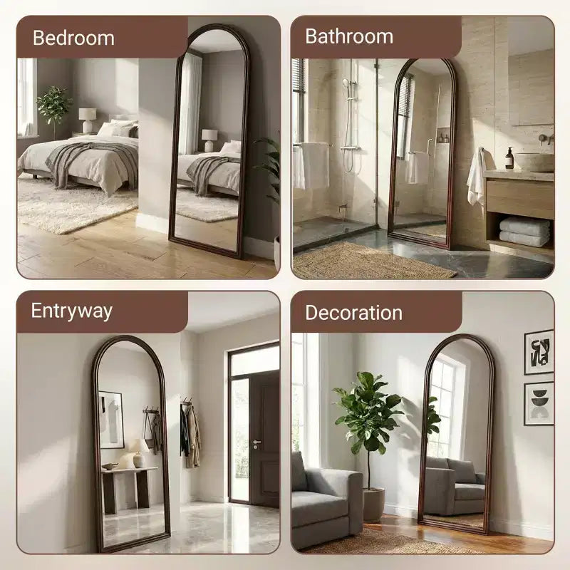 Dovelina Miroir sur pied intégral en arc 71H x 31W, miroir décoratif à poser, miroir mural moderne pour salon, salle à manger, entrée, chambre à coucher