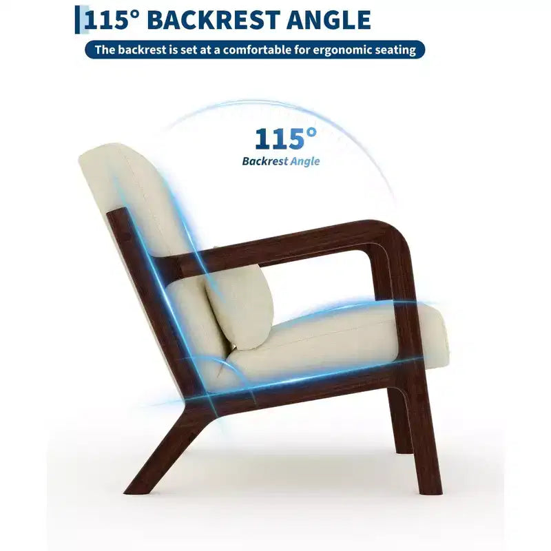 Fauteuil d'appoint en chenille du milieu du siècle, fauteuil de lecture confortable, fauteuil de salon moderne avec oreiller lombaire, cadre en bois massif, pour salon, chambre, bureau