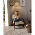 Fauteuil d'appoint en chenille du milieu du siècle, fauteuil de lecture confortable, fauteuil de salon moderne avec oreiller lombaire, cadre en bois massif, pour salon, chambre, bureau
