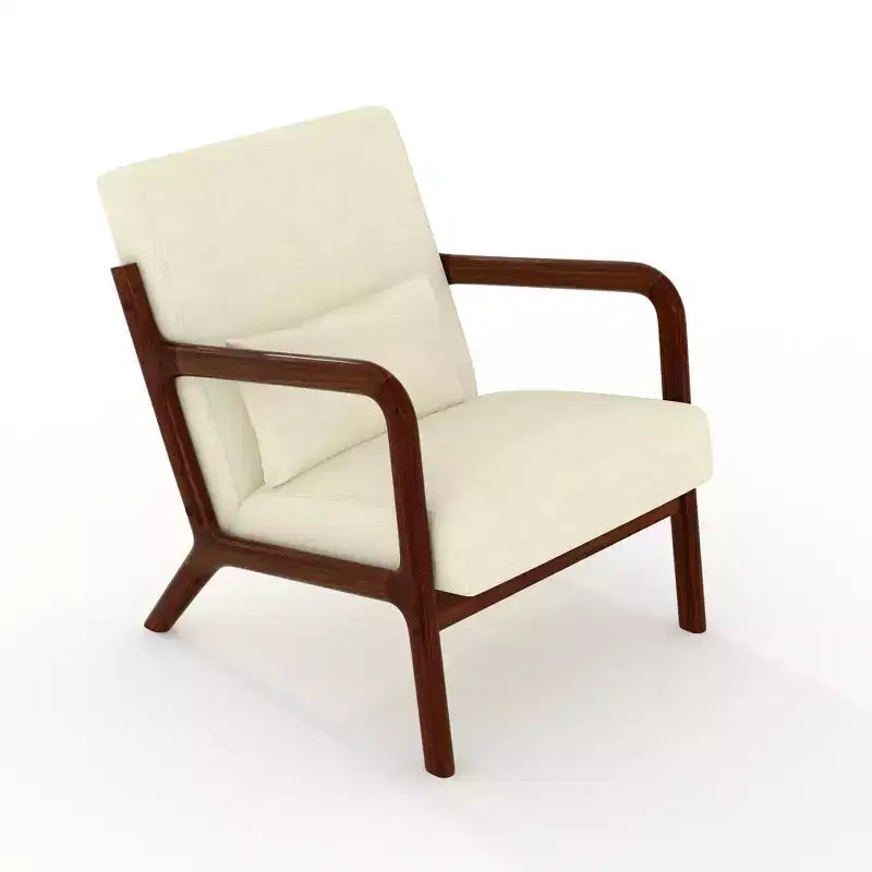 Fauteuil d'appoint en chenille du milieu du siècle, fauteuil de lecture confortable, fauteuil de salon moderne avec oreiller lombaire, cadre en bois massif, pour salon, chambre, bureau