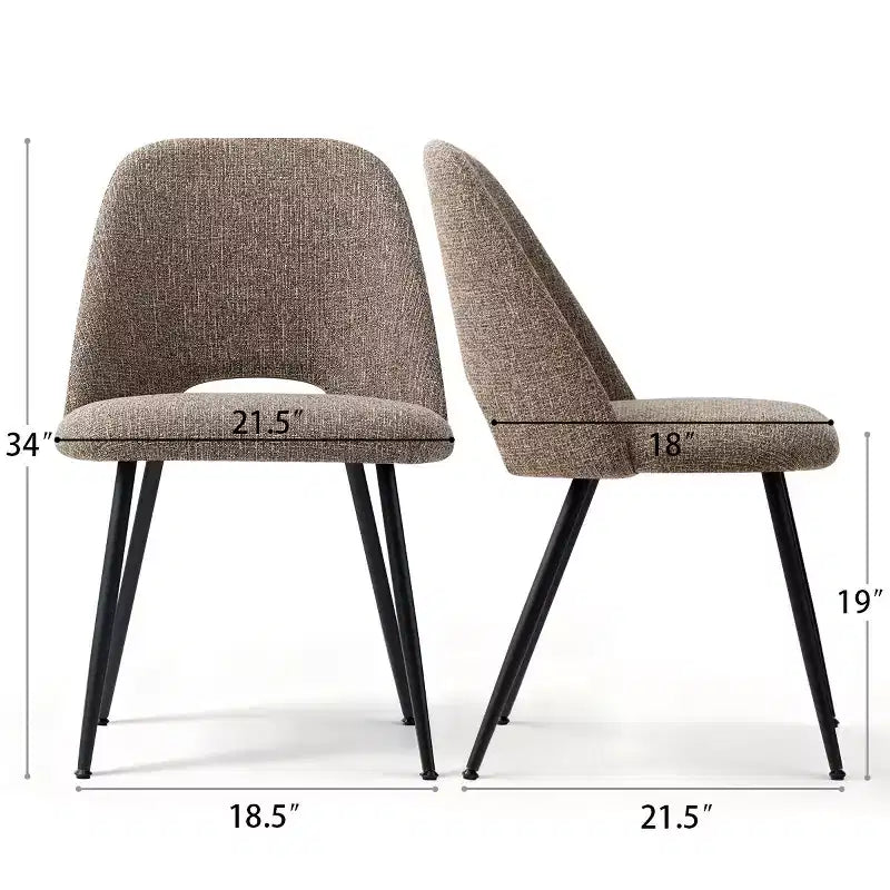 Lot de 4 Chaises de Salle à Manger Rembourrées Modernes, Chaises de Salle à Manger sans Accoudoirs avec Pieds en Métal Noir, Chaises d'Appoint Confortables pour Cuisine et Salle à Manger-Panipeachy