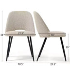 Lot de 4 Chaises de Salle à Manger Rembourrées Modernes, Chaises de Salle à Manger sans Accoudoirs avec Pieds en Métal Noir, Chaises d'Appoint Confortables pour Cuisine et Salle à Manger-Panipeachy