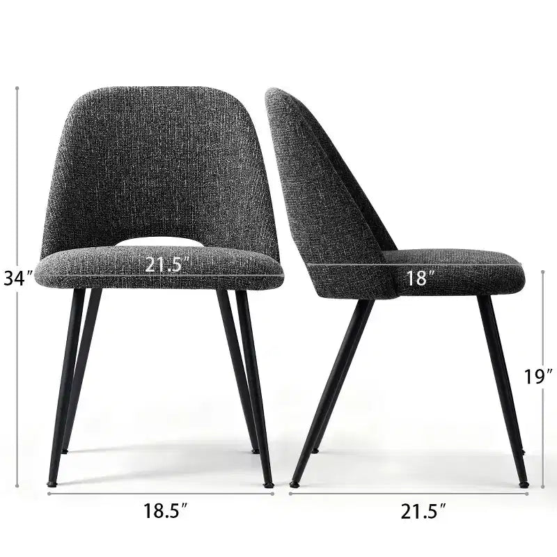 Lot de 4 Chaises de Salle à Manger Rembourrées Modernes, Chaises de Salle à Manger sans Accoudoirs avec Pieds en Métal Noir, Chaises d'Appoint Confortables pour Cuisine et Salle à Manger-Panipeachy