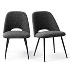 Set of 4 Modern Upholstered Dining Chairs, Armless Dining Room Chairs with Black Metal Legs, Comfortable Kitchen & Dining Side Chairs-Panipeachy