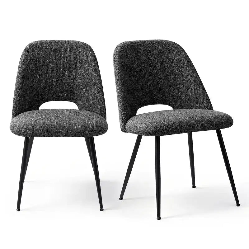 Set of 4 Modern Upholstered Dining Chairs, Armless Dining Room Chairs with Black Metal Legs, Comfortable Kitchen & Dining Side Chairs-Panipeachy