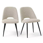 Lot de 4 Chaises de Salle à Manger Rembourrées Modernes, Chaises de Salle à Manger sans Accoudoirs avec Pieds en Métal Noir, Chaises d'Appoint Confortables pour Cuisine et Salle à Manger-Panipeachy