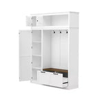 Arbre d'entrée 3-en-1 avec banc, porte-manteau avec meuble de rangement, tiroirs et crochets, organisateur d'entrée multifonctionnel - ModernLuxe