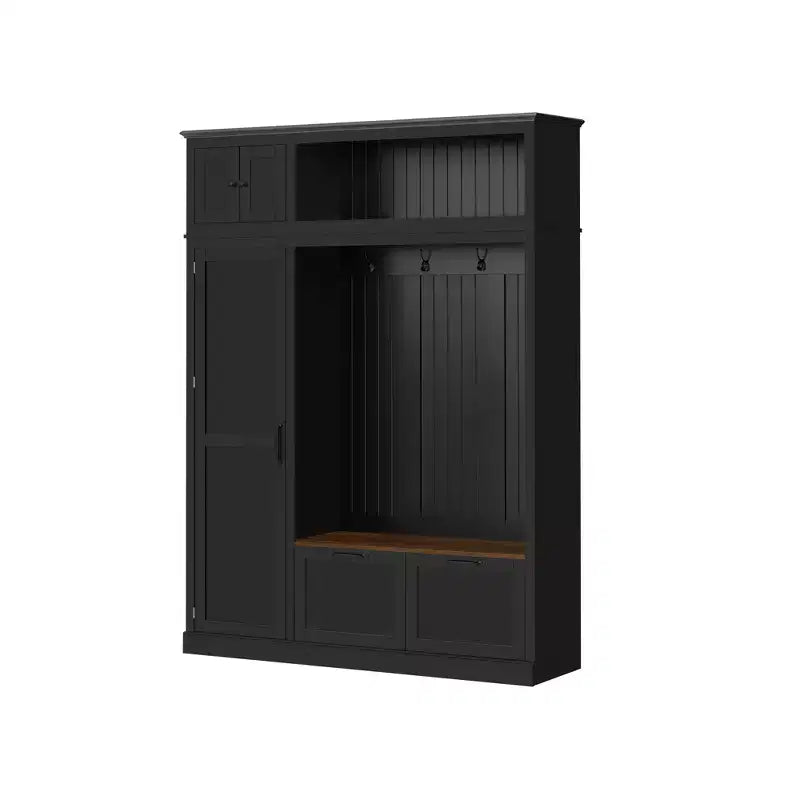 Arbre d'entrée 3-en-1 avec banc, porte-manteau avec meuble de rangement, tiroirs et crochets, organisateur d'entrée multifonctionnel - ModernLuxe