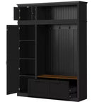 Arbre d'entrée 3-en-1 avec banc, porte-manteau avec meuble de rangement, tiroirs et crochets, organisateur d'entrée multifonctionnel - ModernLuxe