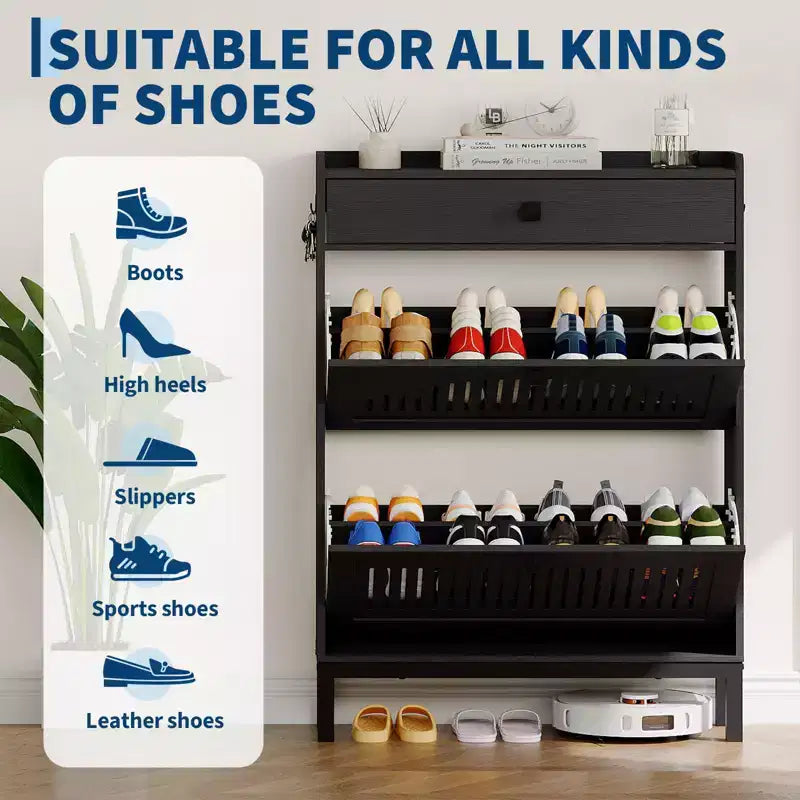 Meuble à chaussures moderne en bois, étagère réglable, design moderne autoportant, pour couloir, salon