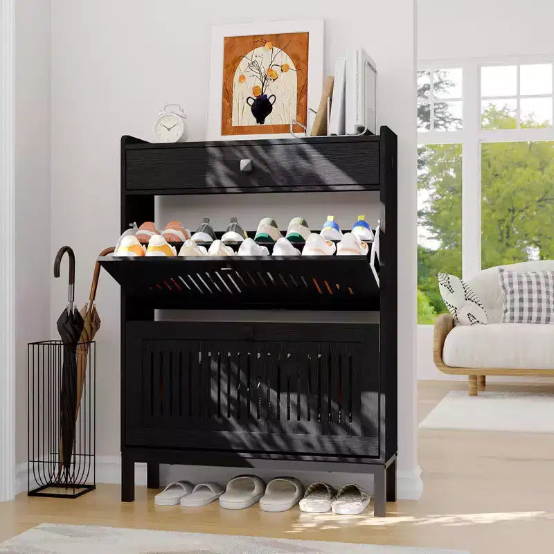 Meuble à chaussures moderne en bois, étagère réglable, design moderne autoportant, pour couloir, salon