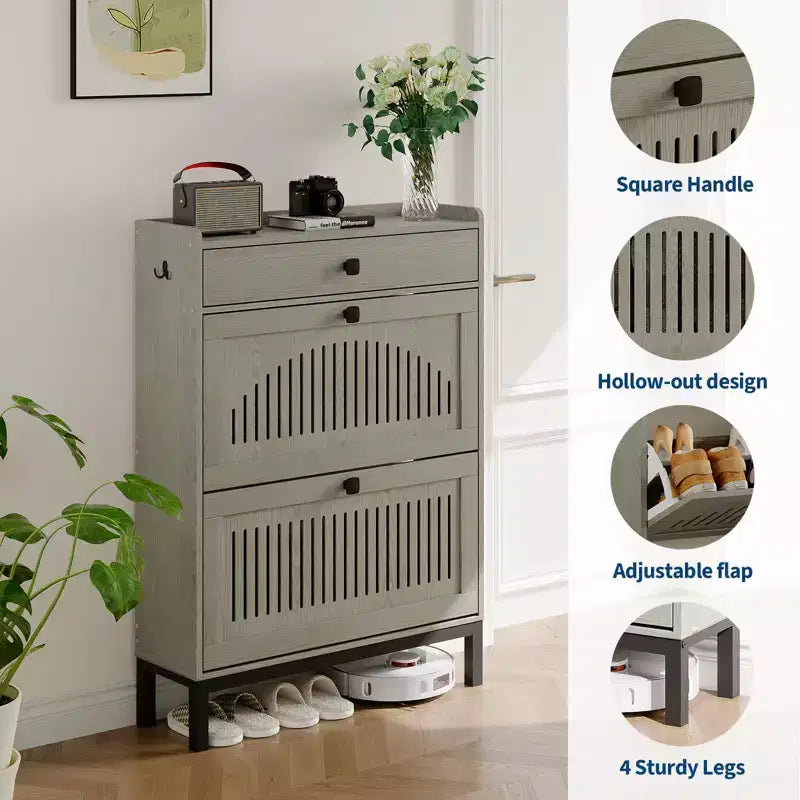 Meuble à chaussures moderne en bois, étagère réglable, design moderne autoportant, pour couloir, salon