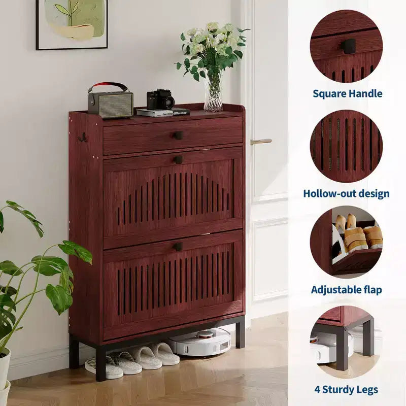 Meuble à chaussures moderne en bois, étagère réglable, design moderne autoportant, pour couloir, salon