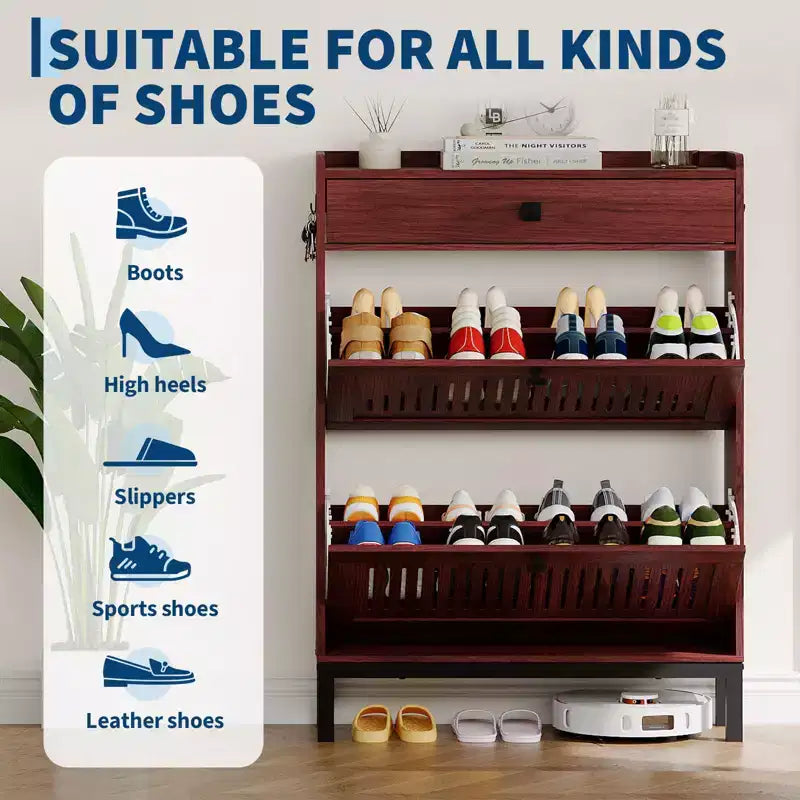 Meuble à chaussures moderne en bois, étagère réglable, design moderne autoportant, pour couloir, salon