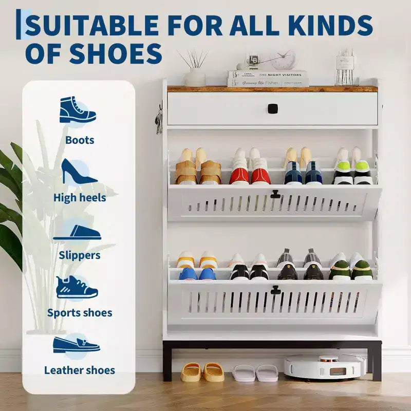 Meuble à chaussures moderne en bois, étagère réglable, design moderne autoportant, pour couloir, salon
