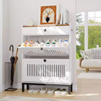 Meuble à chaussures moderne en bois, étagère réglable, design moderne autoportant, pour couloir, salon