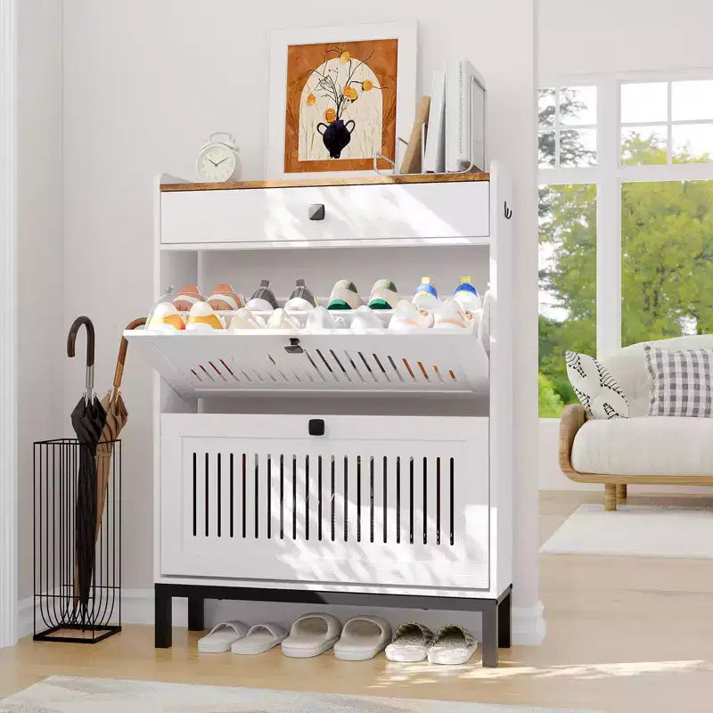 Meuble à chaussures moderne en bois, étagère réglable, design moderne autoportant, pour couloir, salon