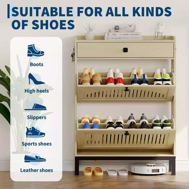 Meuble à chaussures moderne en bois, étagère réglable, design moderne autoportant, pour couloir, salon