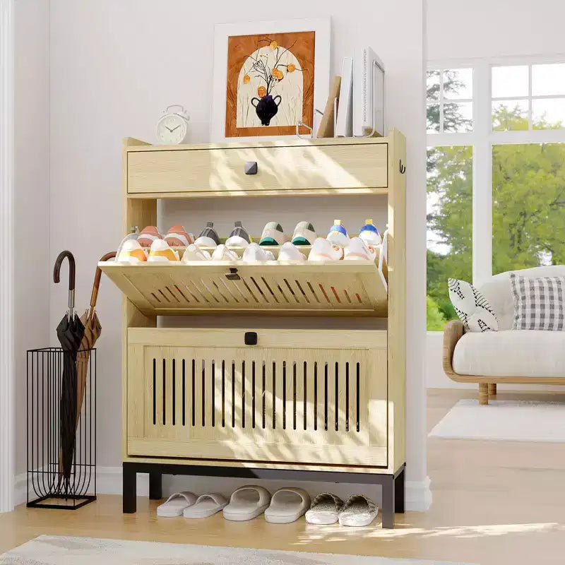 Meuble à chaussures moderne en bois, étagère réglable, design moderne autoportant, pour couloir, salon