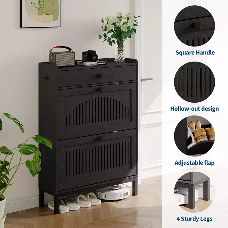 Meuble à chaussures moderne en bois, étagère réglable, design moderne autoportant, pour couloir, salon