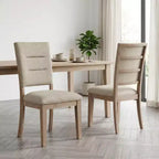 Chaise de salle à manger capitonnée en bois rustique traditionnel GDFStudio Everett avec dossier à barreaux (Lot de 2)