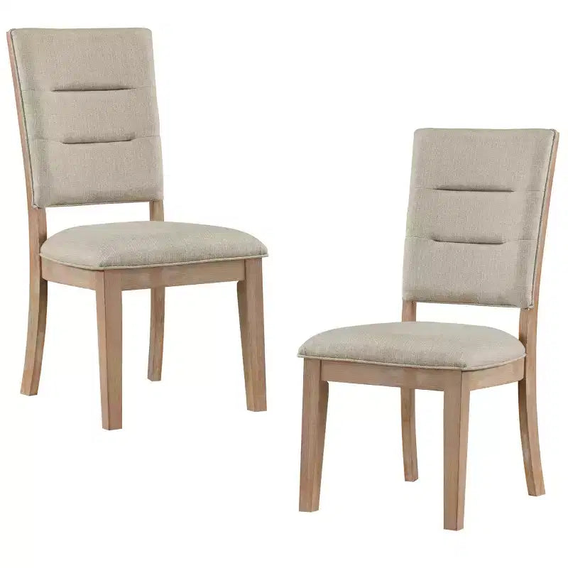 Chaise de salle à manger capitonnée en bois rustique traditionnel GDFStudio Everett avec dossier à barreaux (Lot de 2)