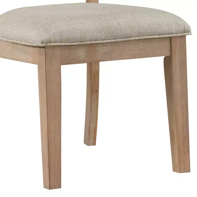 Chaise de salle à manger capitonnée en bois rustique traditionnel GDFStudio Everett avec dossier à barreaux (Lot de 2)