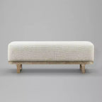 Banc de bout de lit Art Leon, banc moderne rembourré en tissu, ottoman de banc d'entrée avec pieds en bois d'hévéa pour chambre à coucher, salon, couloir