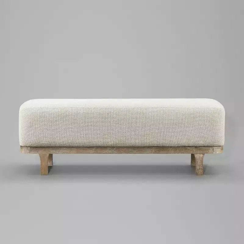 Banc de bout de lit Art Leon, banc moderne rembourré en tissu, ottoman de banc d'entrée avec pieds en bois d'hévéa pour chambre à coucher, salon, couloir
