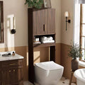 Meuble de rangement au-dessus des toilettes VINGLI, organisateur de salle de bain vert sauge au-dessus des toilettes avec portes en rotin arquées, étagère autoportante peu encombrante