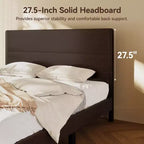 Cadre de lit Queen en bois Dyonery, lit plateforme avec tête de lit haute, support à lattes en bois massif, fondation de matelas silencieuse, pas besoin de sommier tapissier