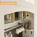 Meuble de bar à café 72" style ferme avec éclairage LED - Grand buffet avec porte-bouteilles et étagère en verre, support pour micro-ondes, garde-manger pour cuisine/salle à manger